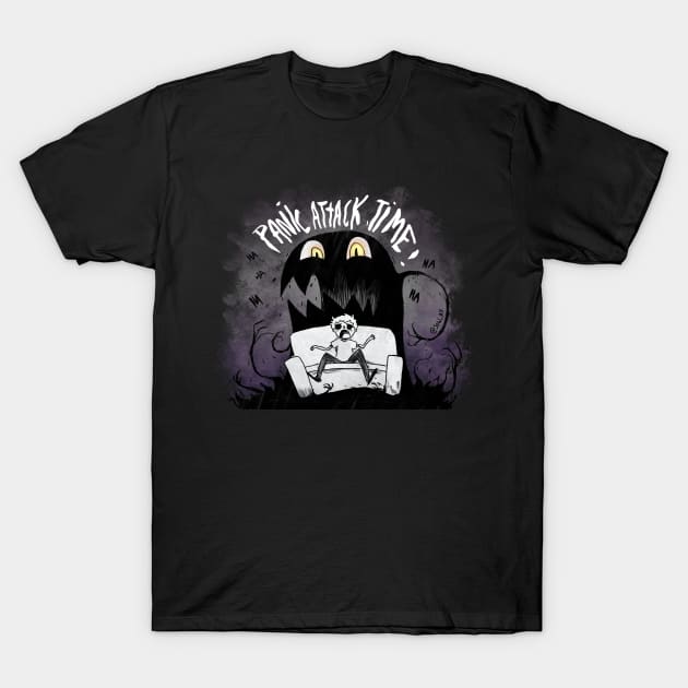 Panic attack time - dark version T-Shirt by forsakenstar